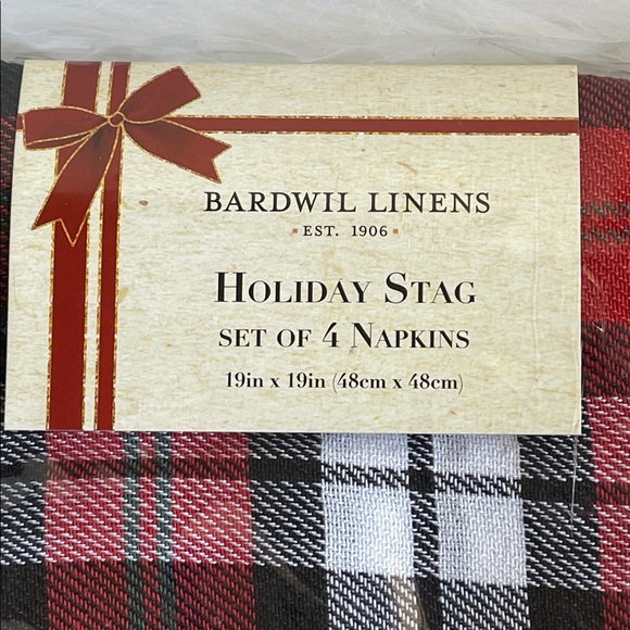 Bardwil Linens Holiday Stag Set of 12 Napkins.19” x 19”. - Picture 2 of 6